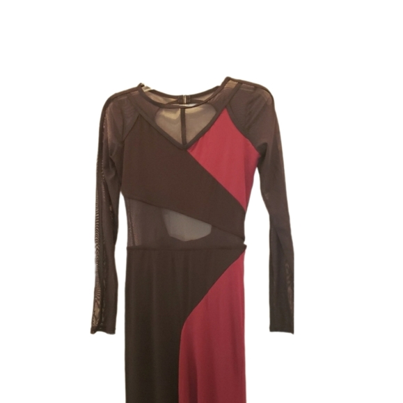 Weissman Pants - Weissman Costumes Red Black Mesh Body Suit Pantsuit Cut Out Women's Size Medium